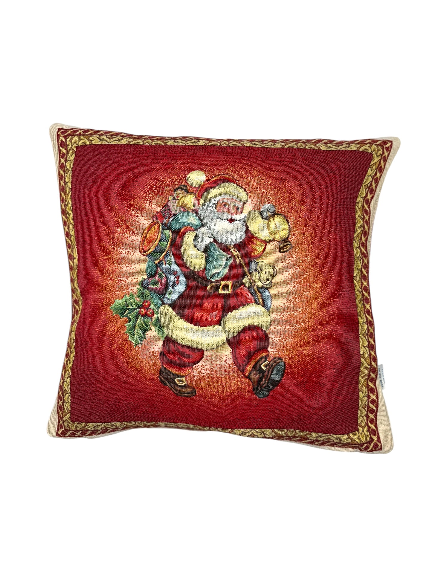 Federa in gobelin 45 x 45 Babbo Natale e lurex.