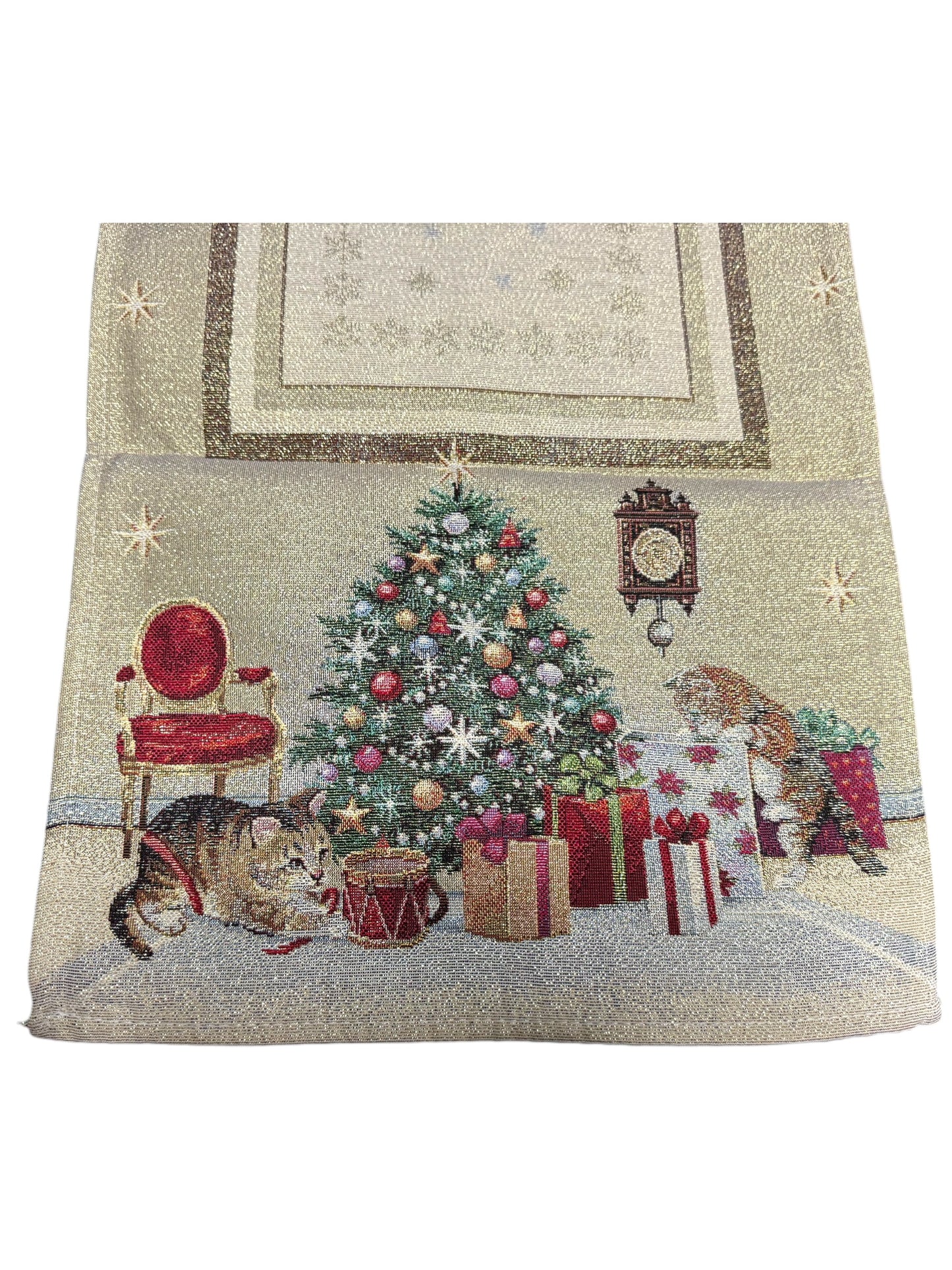 Striscia in gobelin 40 x 100 Babbo Natale lurex.