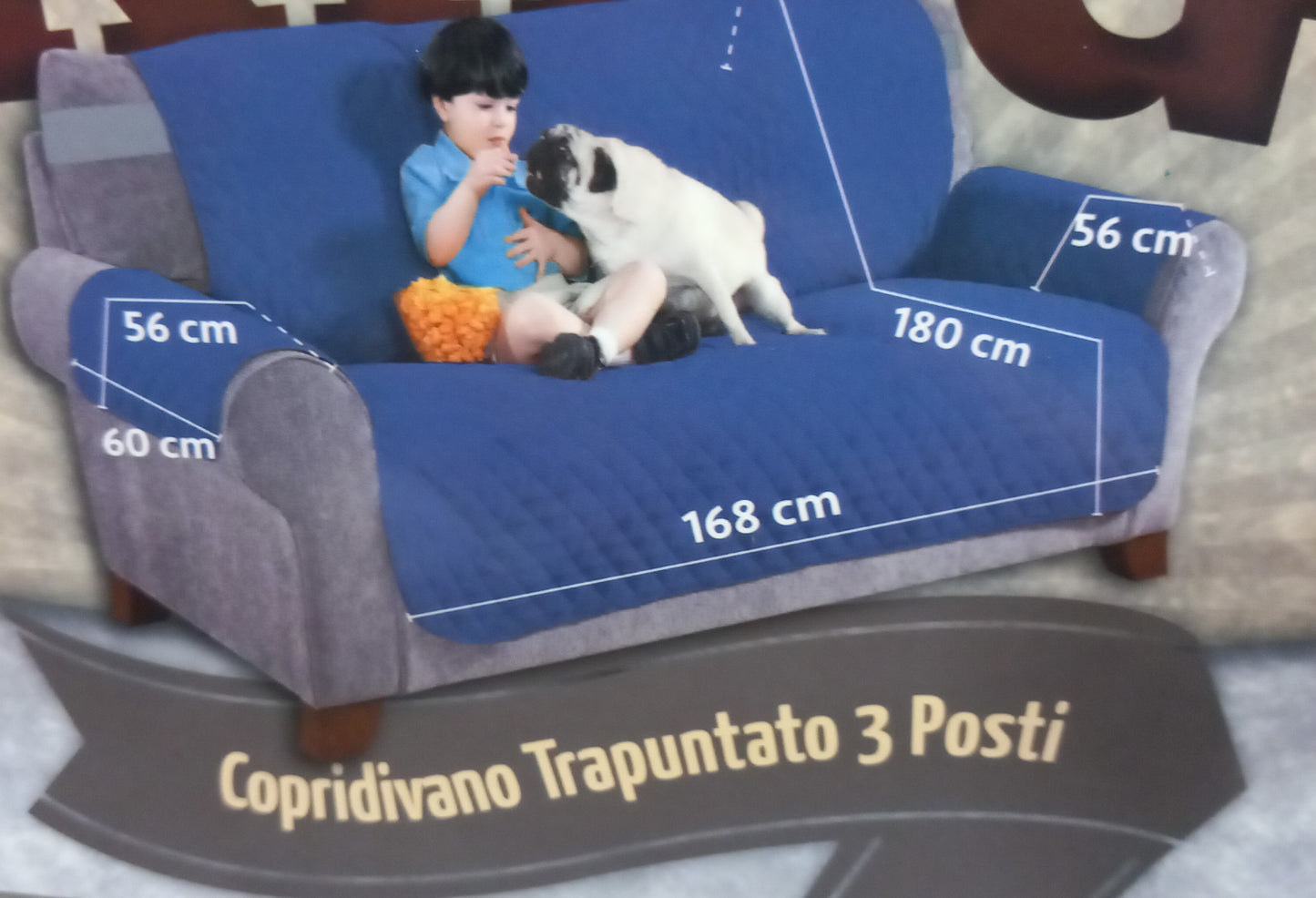 Copertura arredo divano 3 posti tortora.