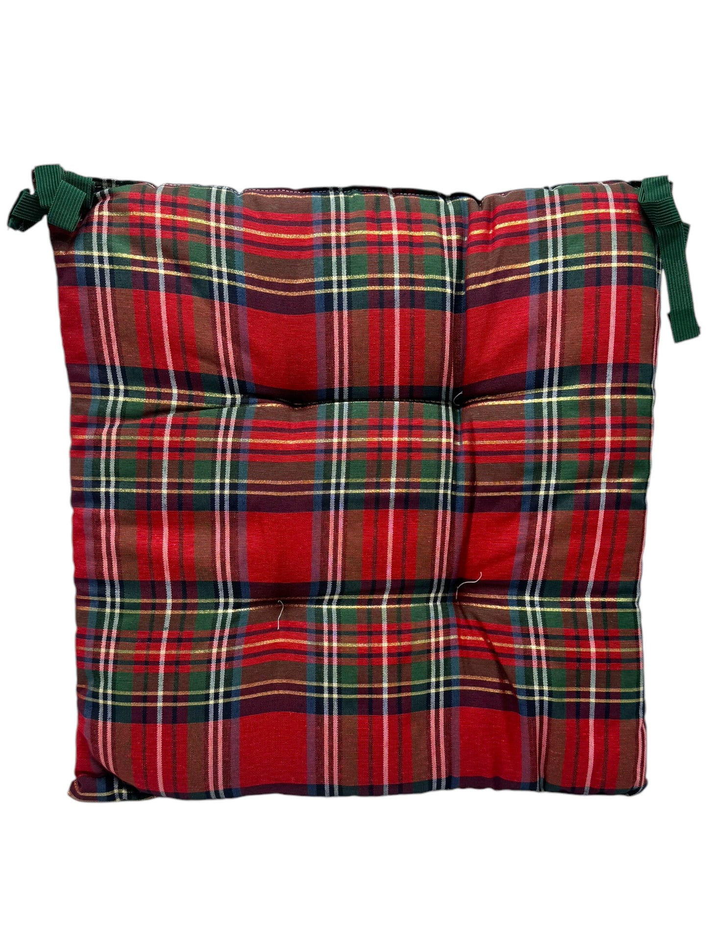 Set 4 cuscini con legaccio trapuntati tartan