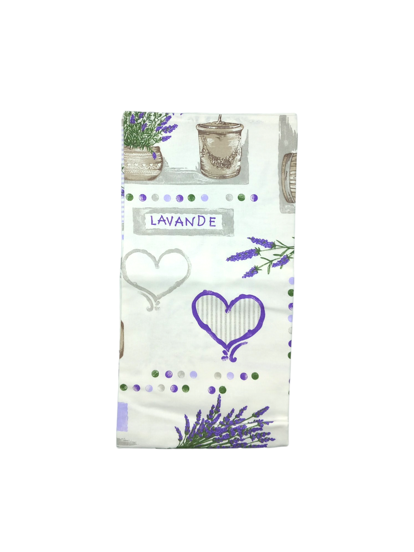 Runner in cotone con lavanda e cuori.