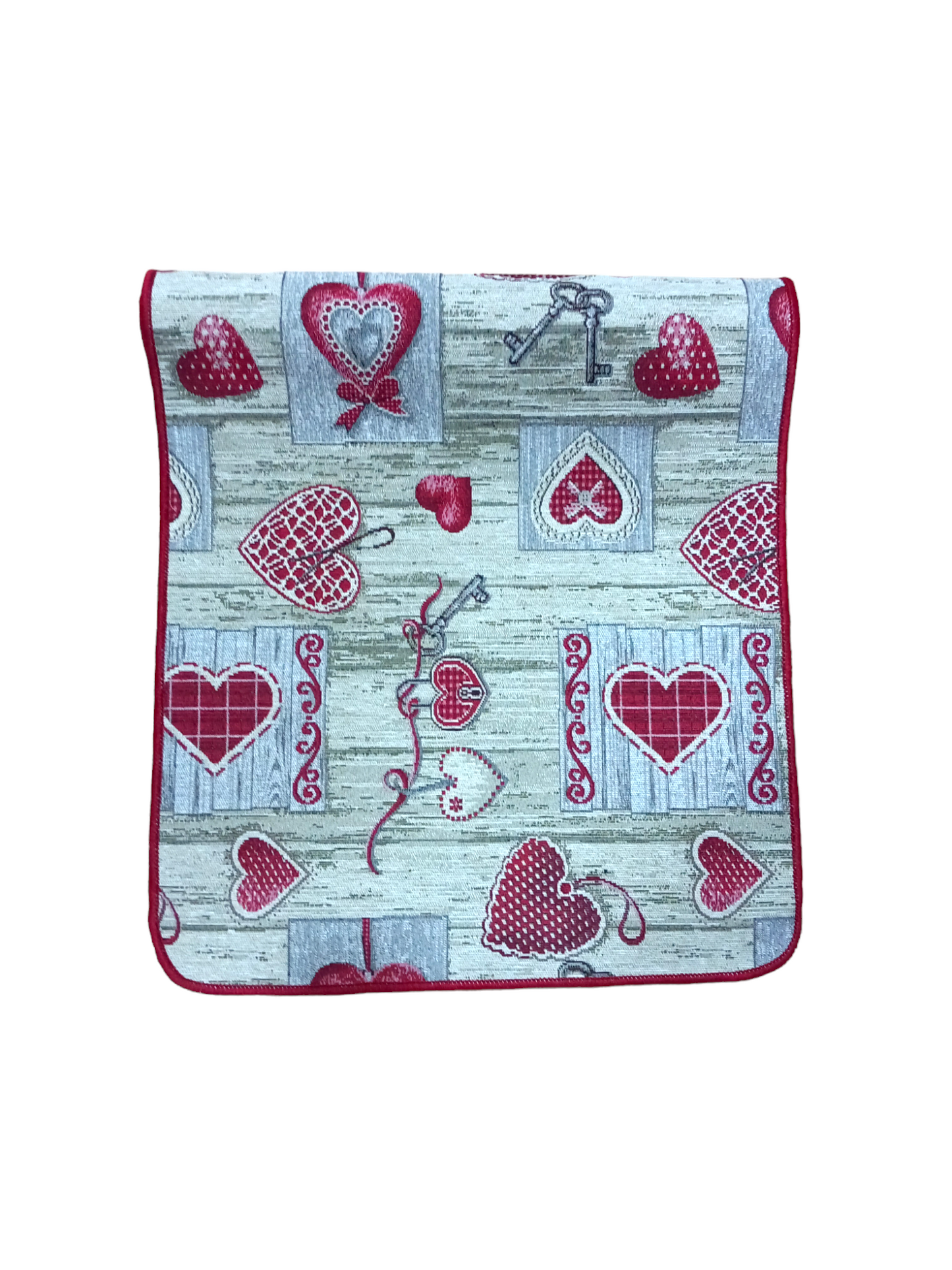 Tappeto passerella antiscivolo 55 x 190 con cuori rosso.