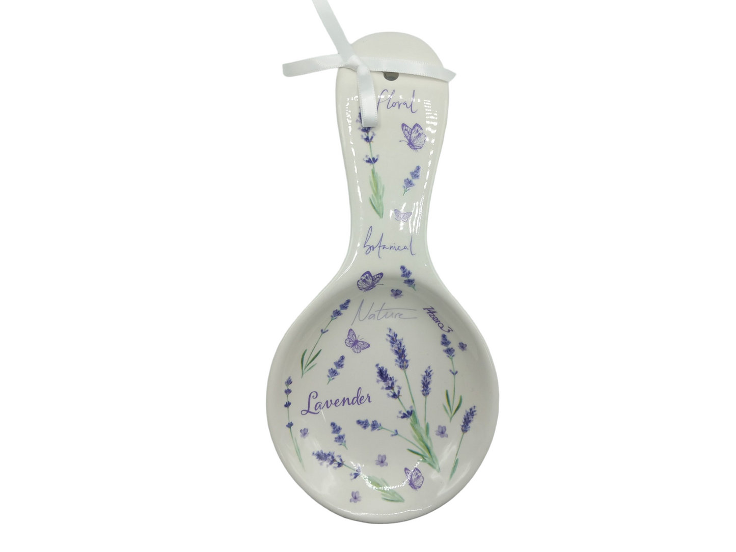 Poggia mestolo in ceramica con fantasia lavanda.