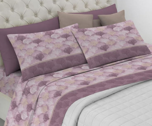 Completo letto singolo in cotone disegno ginko.